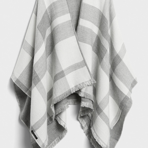 Banana Republic Sweaters - Reversible Grey Plaid Poncho